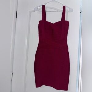 Elegant Burgundy Bandage Dress